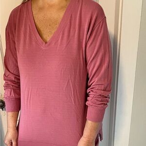 V-Neck Long Sleeve Top in Pink